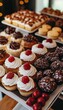 © Ilja - A picturesque flat lay of freshly baked holiday treats, with a beautifully defocused background of glittering ornaments and soft lights, creating a cozy holiday vibe.