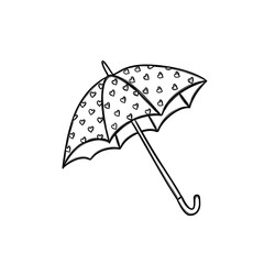 Freehand sketch of umbrella - autumn sticker template