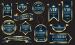 © patthana - Blue golden luxury premium quality label badges on grey background vector