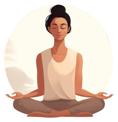 Canvas Print - PNG A woman do a meditation sitting cartoon sports.