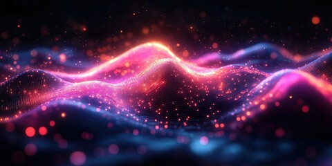 Wall Mural - Abstract Glowing Waves Digital Background