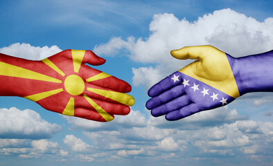 Macedonia and Bosnia and Herzegovina country handshaking consensus concept international co-operation illustration