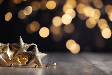 Wall Mural - golden christmas tree with lights