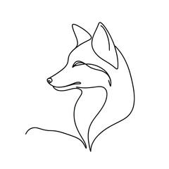 A fox is drawn in a line drawing style. The fox has a long snout and a pointed nose