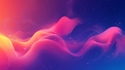 Poster - An abstract background with wavy lines and a gradient of yellow, red, pink, and blue.