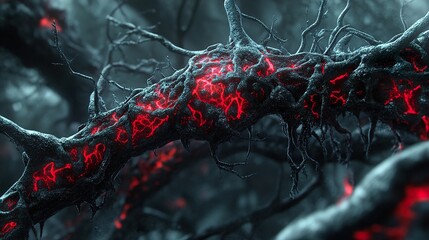 Wall Mural - abstract neuron: glowing network of the brain