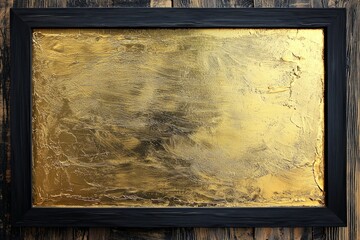 Wall Mural - A metallic gold background with a simple blank black frame 