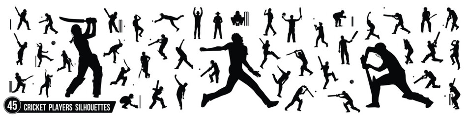 male and female cricket player silhouette