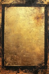 Wall Mural - A metallic gold background with a simple blank black frame 