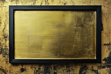 Wall Mural - A metallic gold background with a simple blank black frame 