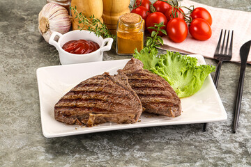 Delicus grilled beef steak with sauce