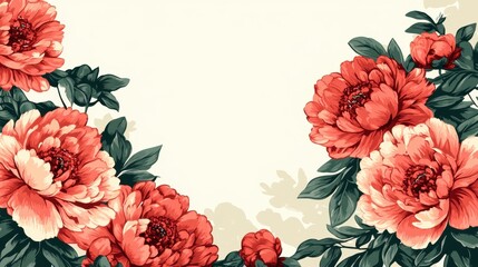 Wall Mural - Vibrant Red Peony Floral Illustration for Elegant Background Design