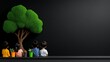 © KN Studio - Green Future: Children Planting Trees.  A heartwarming image of four children sitting with small plants, looking towards a large stylized green tree against a dark background.