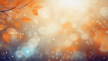 Wall Mural - Blurred-out fall season abstract nature background with lots of bokeh a bright center spotlight.