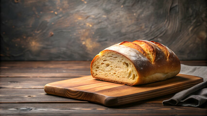 Freshly baked piece of bread on a wooden board, bread, bakery, food, fresh, homemade, organic, slice, loaf, breakfast