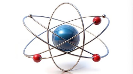 Atom model structure orbiting electrons physics concept 3d illustration