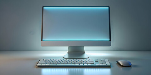 sleek modern desktop computer with illuminated keyboard, tech, computer, desktop, modern, sleek, ill