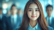 © PixelAI - Confident Businesswoman Smiling in Office Setting