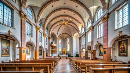 Interior view of city church in Biedenkopf, church, interior, architecture, religious, building