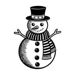 Wall Mural - snowman icon. christmas decor. black drawn snowman. snowman's template. vector illustration.