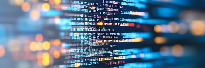 Secure Software Development Code Displayed on a Computer Screen With a Blurred, Colorful Background