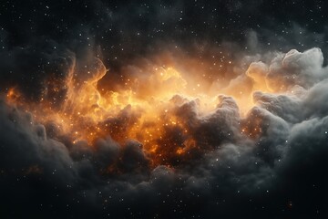 Wall Mural - A dark sky with orange and black clouds