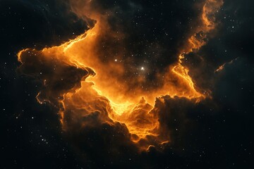 Wall Mural - A large orange cloud in the sky with many stars
