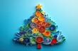 © Aliaksandra - handmade christmas tree artwork created with colorful paper strips in the craft of paper quilling, depicting a festive holiday season theme