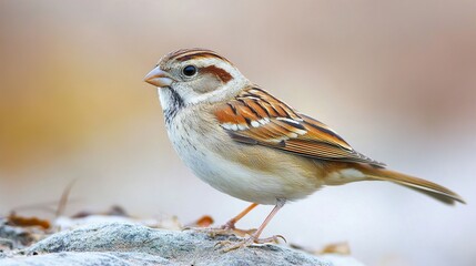 Wall Mural - Close-Up Photography of a Sparrow Perched on a Rock