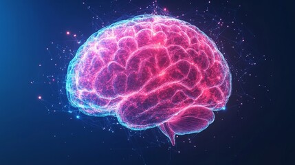 Wall Mural - 3d rendered illustration of human brain. Glowing in colors. X-Ray image for Medical study.