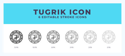 Sticker - Tugrik line icon vector illustration in trendy style.