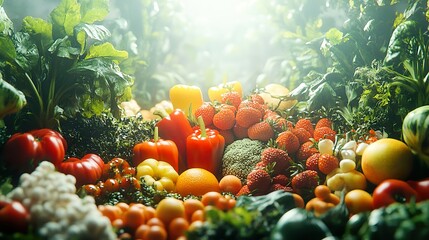 Canvas Print - Vibrant Fresh Fruits and Vegetables: A Colorful Still Life