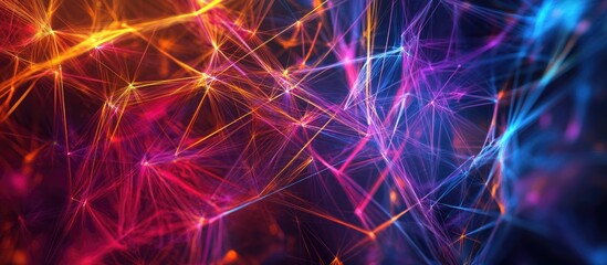 Vibrant ultraviolet 2d backdrop featuring a network of colorful lines