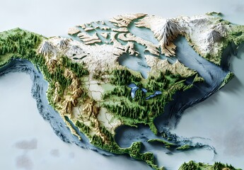 Wall Mural - 3D isometric map of the north America, 