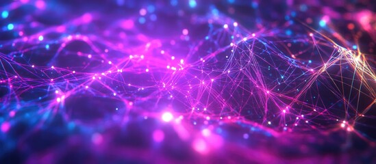 Vibrant ultraviolet 2d backdrop featuring a network of colorful lines