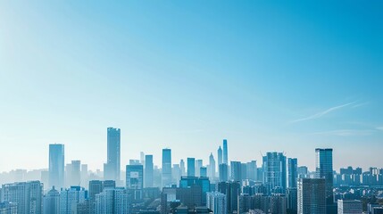 A panoramic view of a city skyline.