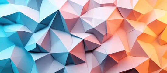 Wall Mural - Low poly abstract geometric background rendered in 3D featuring contemporary gradient colors and a textured surface