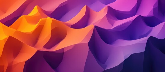 Wall Mural - Low poly abstract background featuring a modern gradient in orange and violet tones on a 3D surface