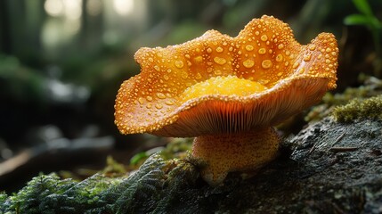 Sticker - Golden Mushroom in a Forest - Nature Photography