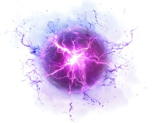 A vibrant purple energy sphere radiating sparks and lightning, showcasing the power and beauty of abstract design.