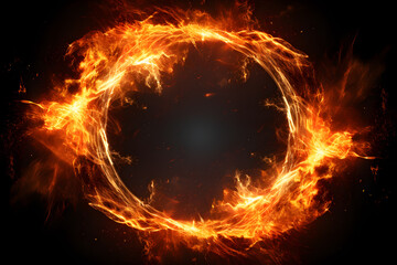 Wall Mural - Realistic Ring of fire isolated on a black background