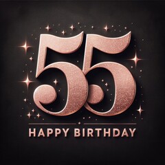 Wall Mural - Elegant 55th birthday design with sparkling numbers and celebratory text.