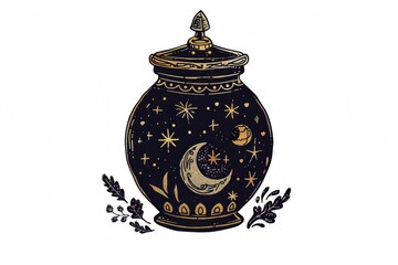 Poster - Mystical celestial-themed decorative jar