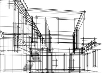 Architectural drawing vector 3d illustration