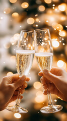 Sticker - Elegant New Year's Toast with Champagne in a Festive Setting