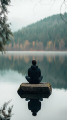 Poster - Serene New Year’s Reflection by a Scenic Lake