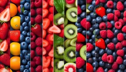 Canvas Print - Colorful Collage of Fresh Fruits Celebrating Healthy Eating and Vibrant Textures