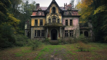 Sticker - Abandoned and Overgrown Victorian Mansion