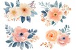 © Kdhtdg - Set of watercolor flower bouquets, clipart isolated on a white background, in pastel colors,