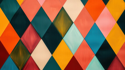 Canvas Print - colorful geometric diamond pattern, a vibrant and cheerful design featuring an array of colorful dia
